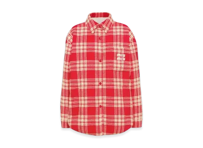 MIU MIU Women's Plaid Down Jacket "Red"