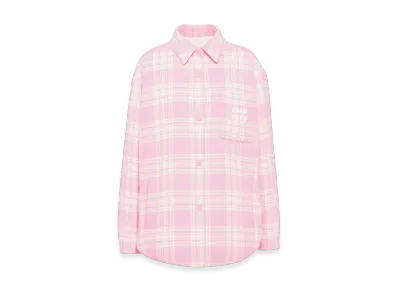 MIU MIU Women's Plaid Down Jacket "Pink"