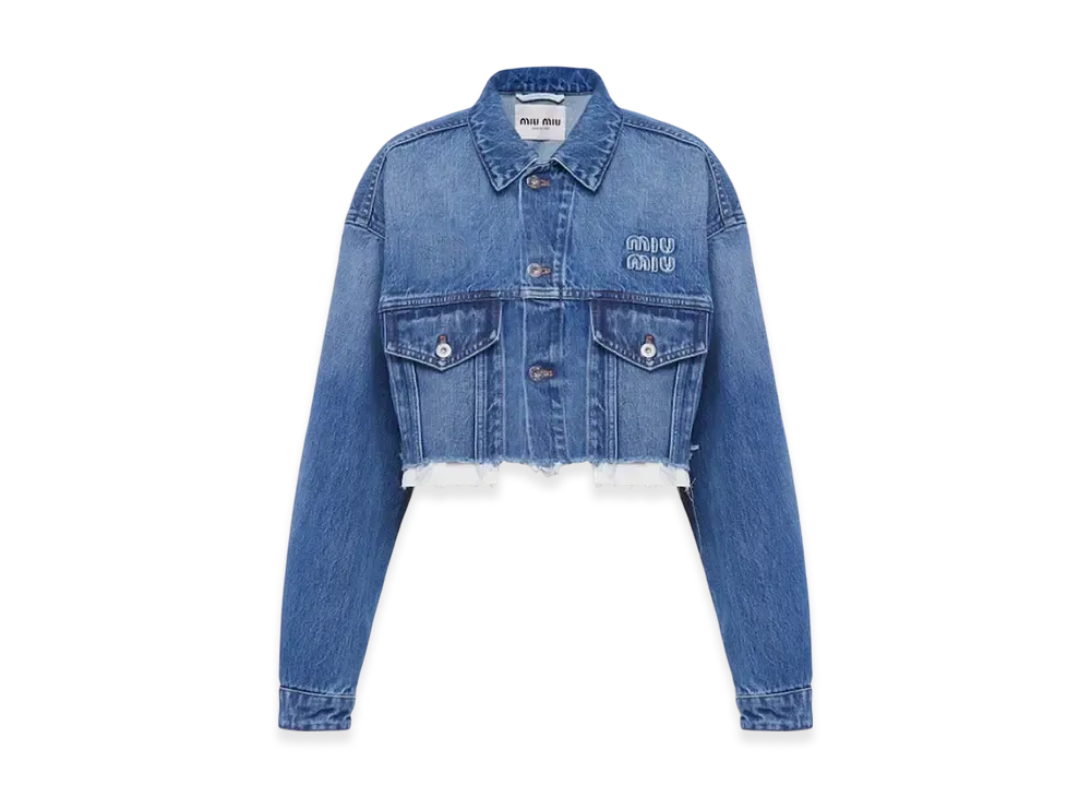 MIU MIU Women's Denim Blouson Jacket "Blue"