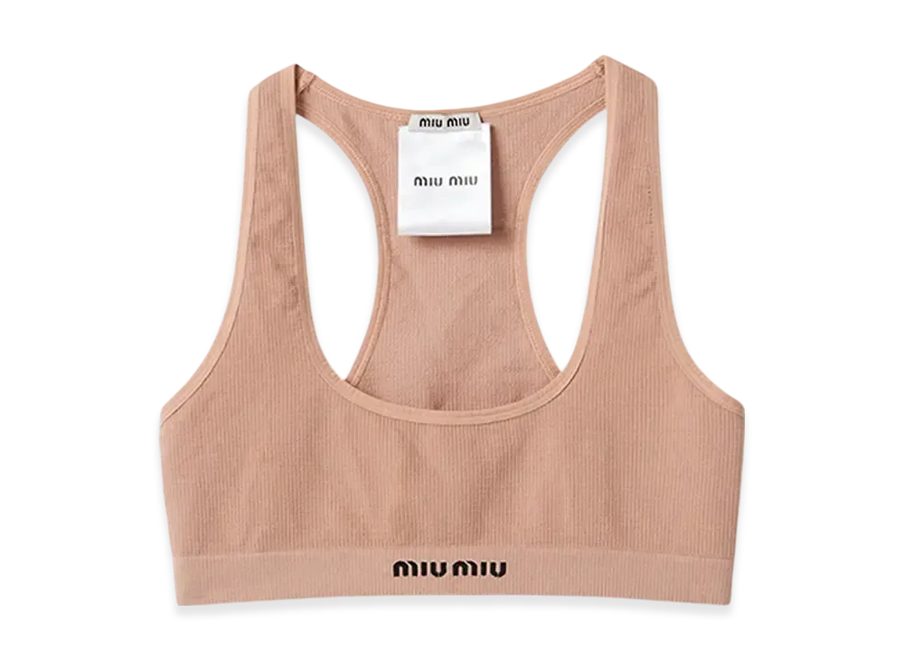 MIU MIU Women's Seamless Racerback Top "Nude Beige"