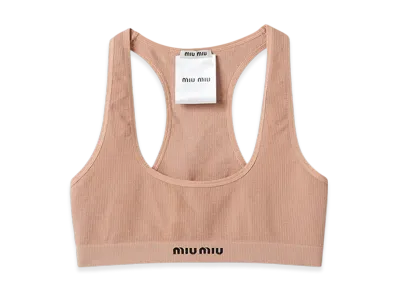 MIU MIU Women's Seamless Racerback Top "Nude Beige"