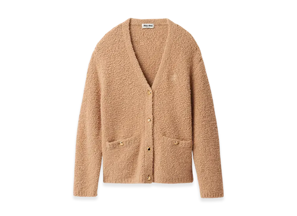 MIU MIU Women's Cashmere and Silk Knit Cardigan "Albino White"