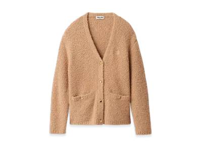 MIU MIU Women's Cashmere and Silk Knit Cardigan "Albino White"