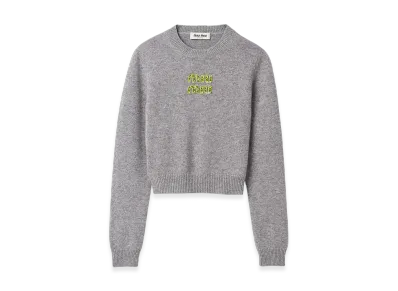 MIU MIU Women's Cashmere Sweater "Gray/Fern Green"