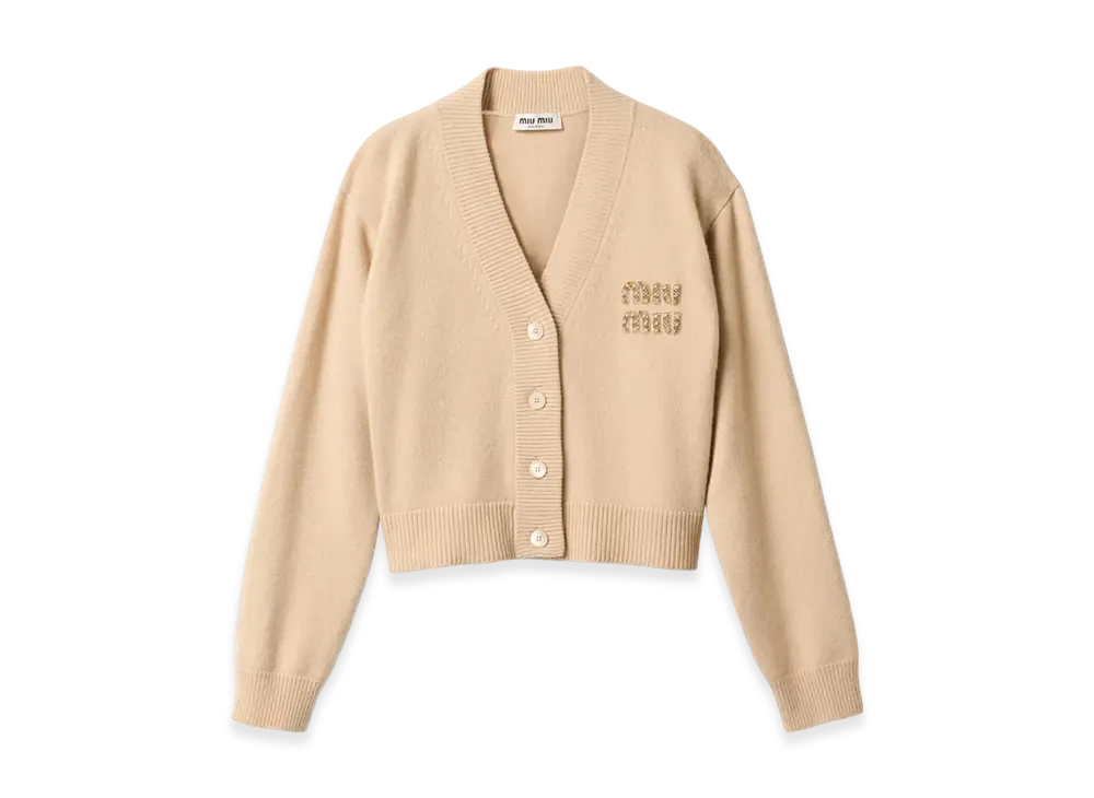 MIU MIU Women's Embroidered Cashmere Cardigan "Albino White"