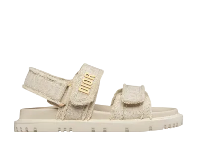Dior Women's Dioract Sandal Dior Oblique Embroidered Fringe Cotton "Neutral"