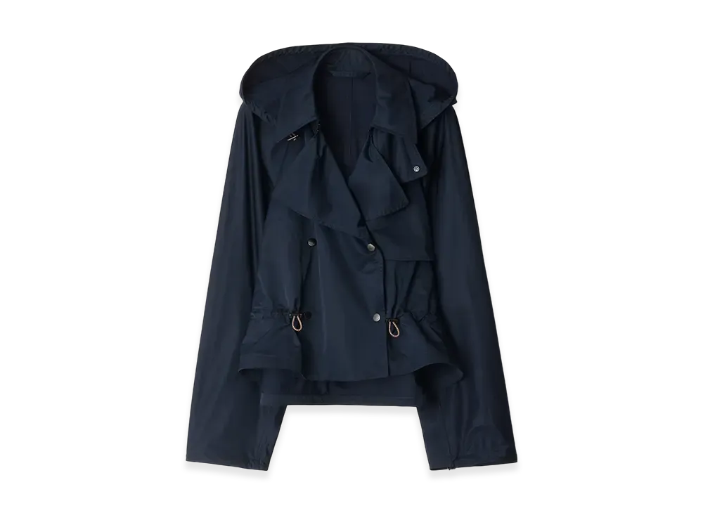 Burberry Satin Hooded Trench Jacket "Navy"