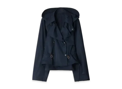 Burberry Satin Hooded Trench Jacket "Navy"