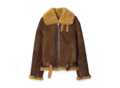 Burberry Shearling Aviator Jacket "Moss"