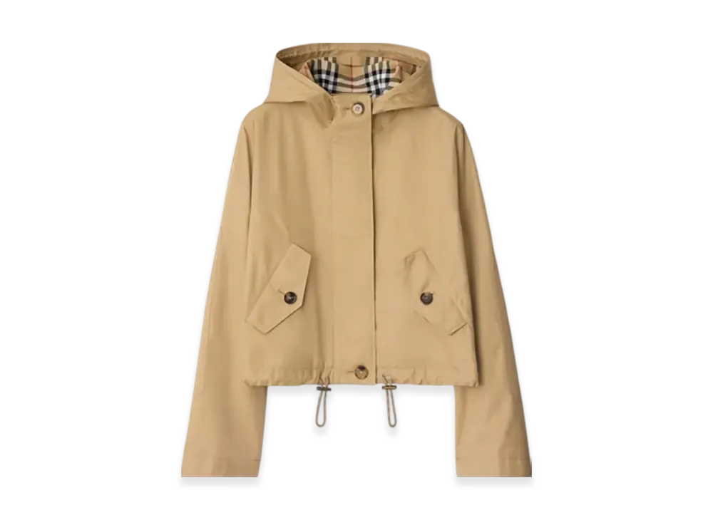 Burberry Short Gabardine Parka "Flax"