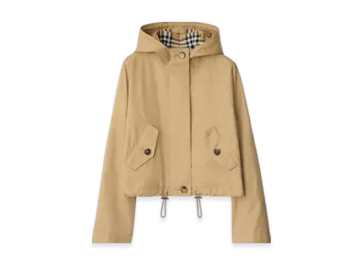 Burberry Short Gabardine Parka "Flax"