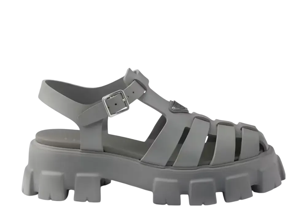 プラダ モノリス ラバー サンダル "スティールグレー"