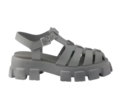 PRADA Monolith Rubber Sandals "Steel Gray"