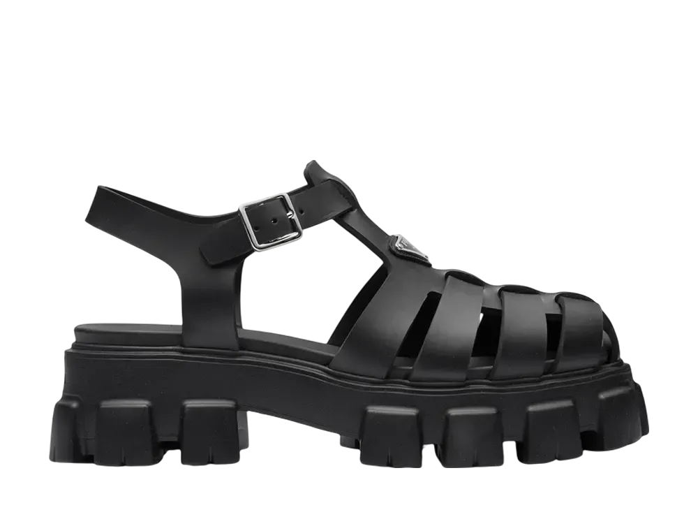 PRADA Monolith Rubber Sandals "Black"