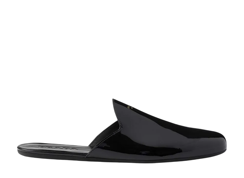 プラダ ブラッシュドレザー スリッパ "ブラック"