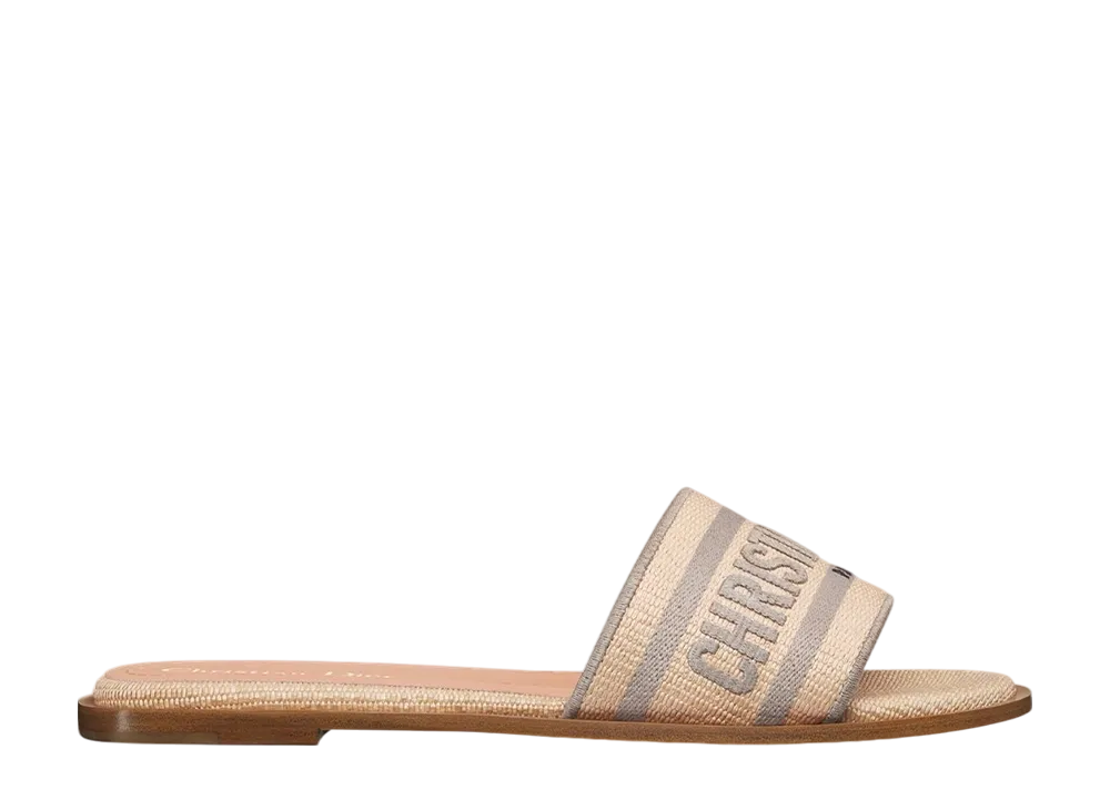 ディオール ウィメンズ ディオリビエラ Dウェイ スライド ラフィア & エンブロイダリー コットン "ベージュ"