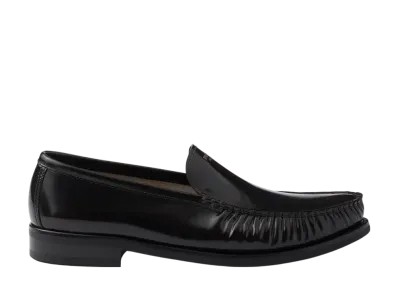 PRADA Brushed Leather Loafers "Black"