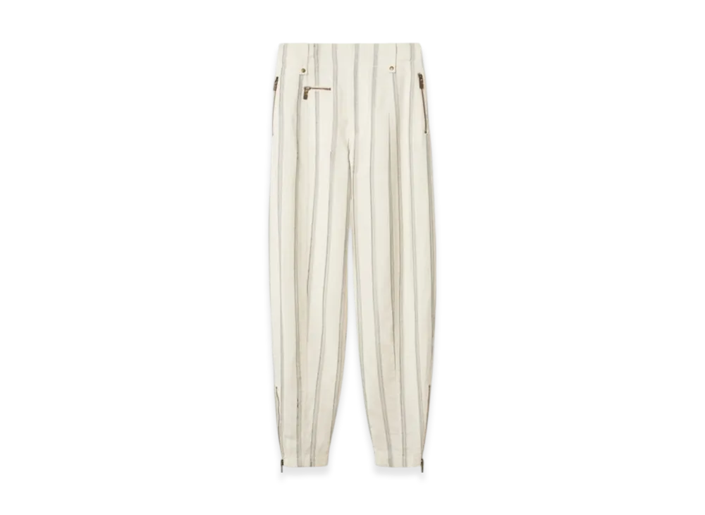 Burberry Stripe Silk Blend Tailored Trousers "Cream/Black"