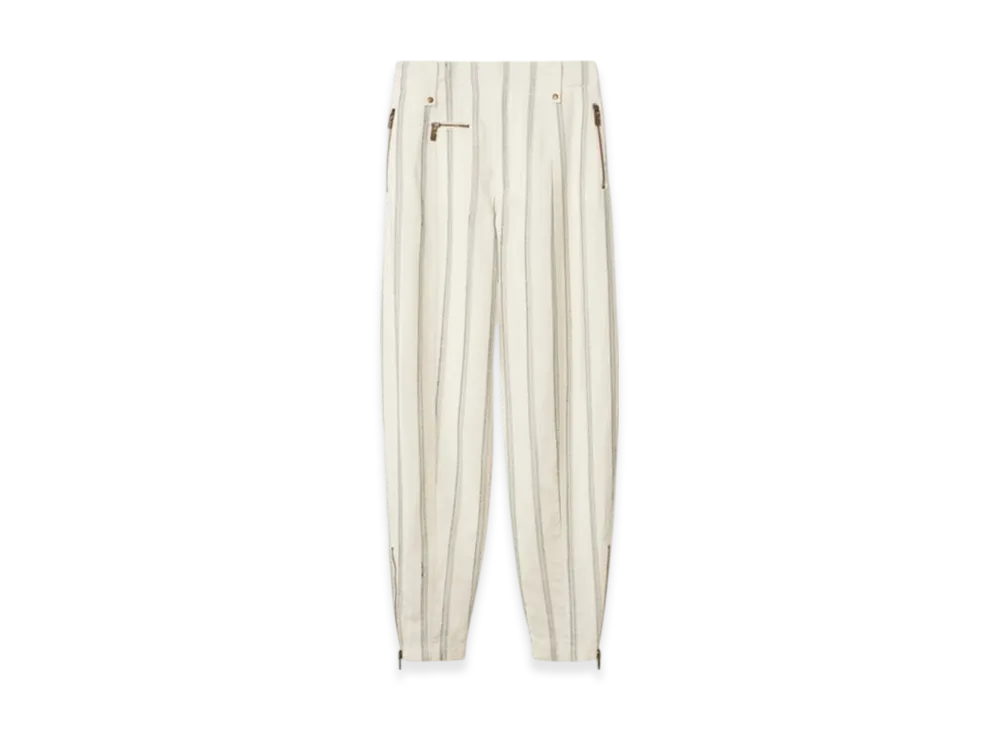 Burberry Stripe Silk Blend Tailored Trousers "White/Black"