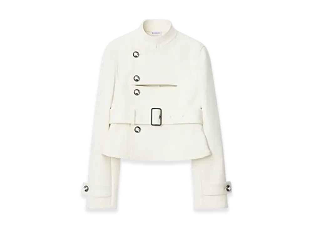 Burberry Stretch Cotton Blend Tailored Jacket "Off White"