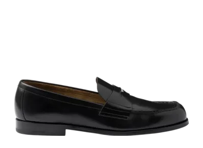 PRADA Brushed Leather Loafers "Black"