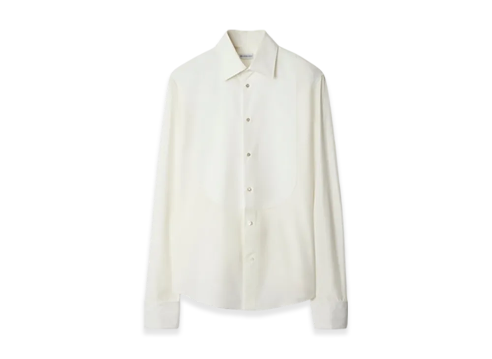 Burberry Slim Fit Cotton Silk Tuxedo Shirt "Natural White"