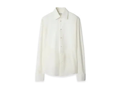 Burberry Slim Fit Cotton Silk Tuxedo Shirt "Natural White"
