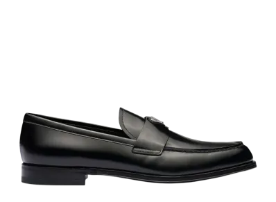 PRADA Brushed Leather Loafers "Black"