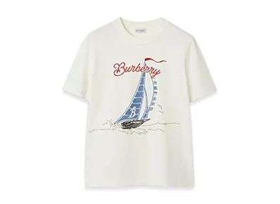 Burberry Sailboat Cotton T-shirt "Chalk"