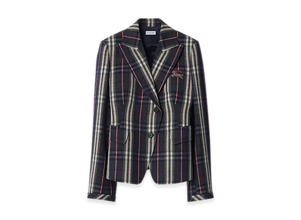 Burberry Check Wool Tailored Jacket "Donkey/Field"