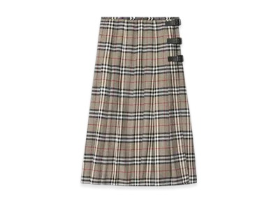 Burberry Check Wool Midi Kilt "Crater/Dark Charcoal"
