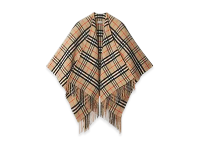 Burberry Check Wool Cashmere Cape "Sand"
