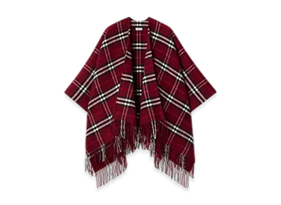 Burberry Check Wool Cashmere Cape "Oxblood"