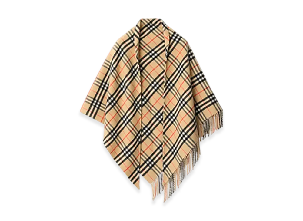 Burberry Check Wool Cashmere Cape "Sand"