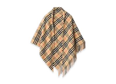 Burberry Check Wool Cashmere Cape "Sand"
