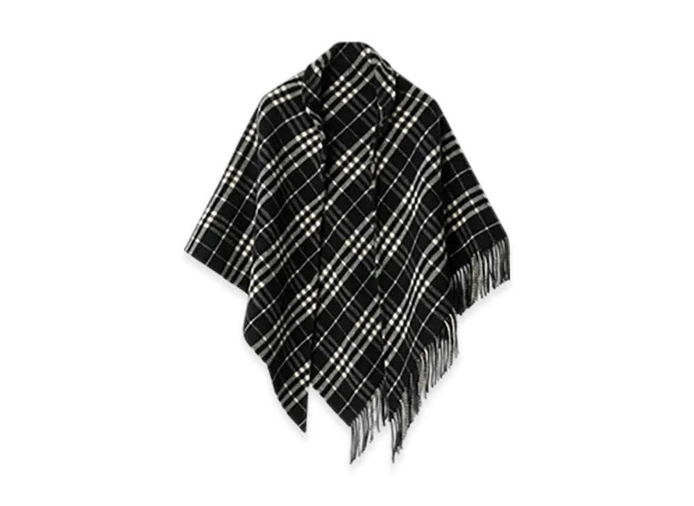 Burberry Check Wool Cashmere Cape "Black/Calico"