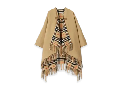 Burberry Check Wool Cape "Sand"