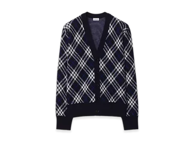 Burberry Check Wool Blend Cardigan "Ink"