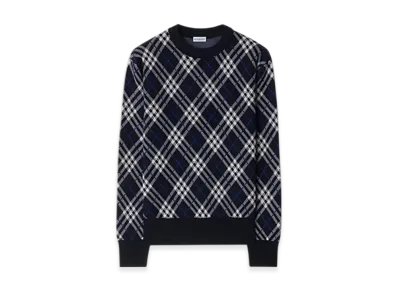Burberry Check Wool Blend Sweater "Ink"