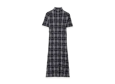 Burberry Check Wool Blend Dress "Ink/Chalk"