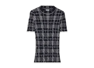 Burberry Check Wool Blend Top "Ink/Chalk"