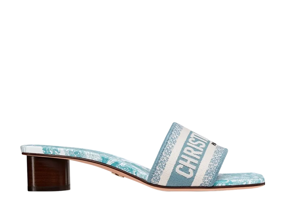 ディオール ウィメンズ ディオリビエラ Dウェイ ヒールスライド トワル ドゥ ジュイ ソヴァージュ エンブロイダリー コットン "スカイブルー"