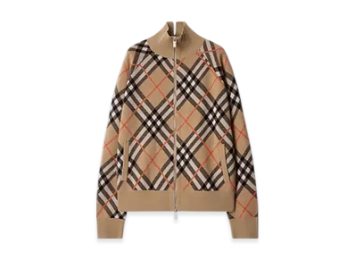 Burberry Check Wool Mohair Blend Jacket "Sand"