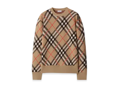 Burberry Check Wool Mohair Blend Sweater "Sand"