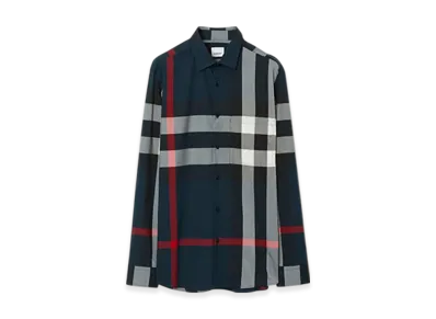 Burberry Check Cotton Shirt "Navy"