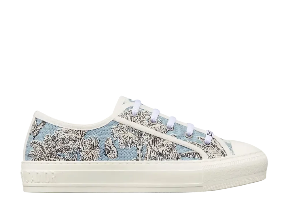 Dior Women's Dioriviera Walk'n'Dior Sneaker Toile de Jouy Palms Embroidered Cotton "Celestial Blue/White"