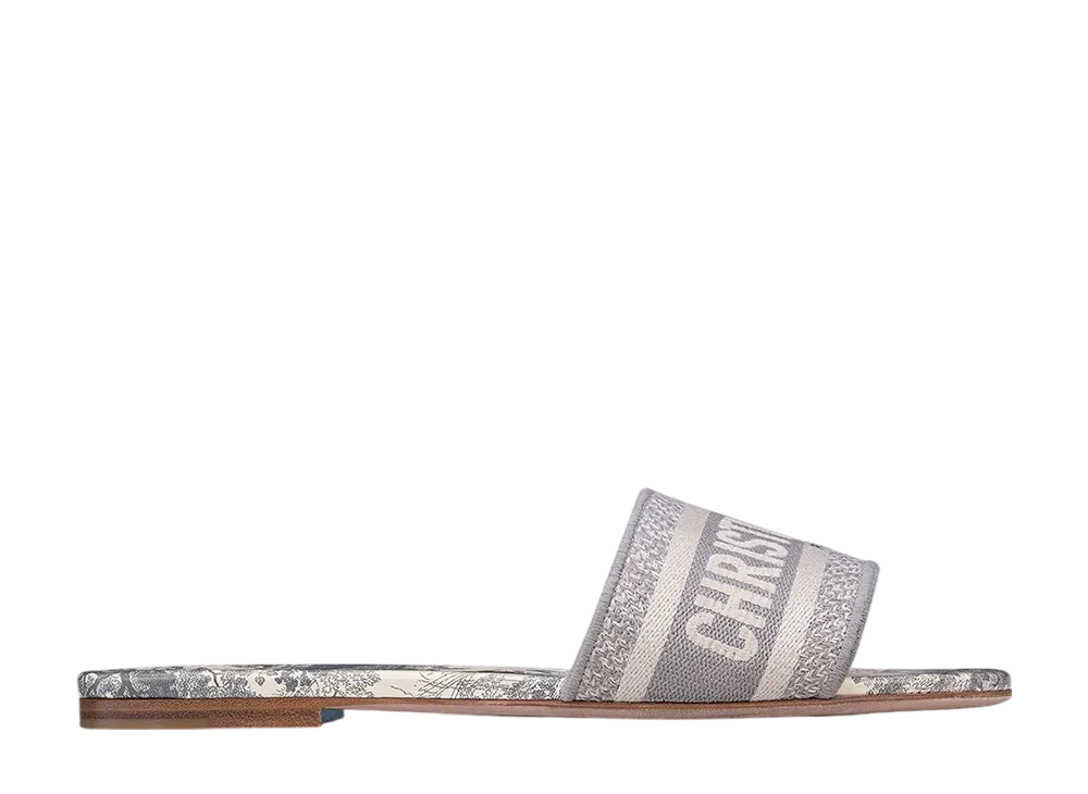 ディオール ウィメンズ Dウェイ スライド トワル ドゥ ジュイ エンブロイダリー コットン "グレー"