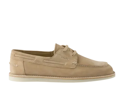 PRADA Bleached Suede Loafers "Beige"