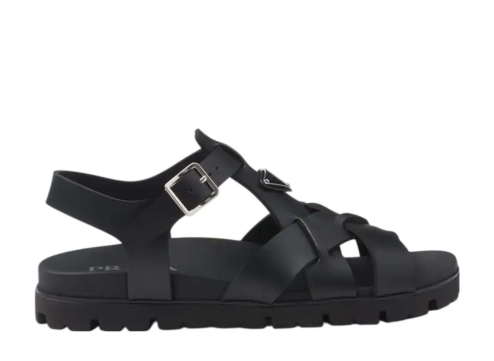 プラダ ラバー クロスサンダル "ブラック"