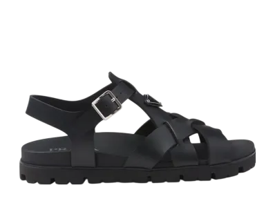 PRADA Crisscross Rubber Sandals "Black"